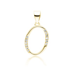 Pandantiv placat cu aur galben initiala litera O din argint cu pietre DiAmanti LZ0002G_O-DIA (Argint 925‰ 1 g.)